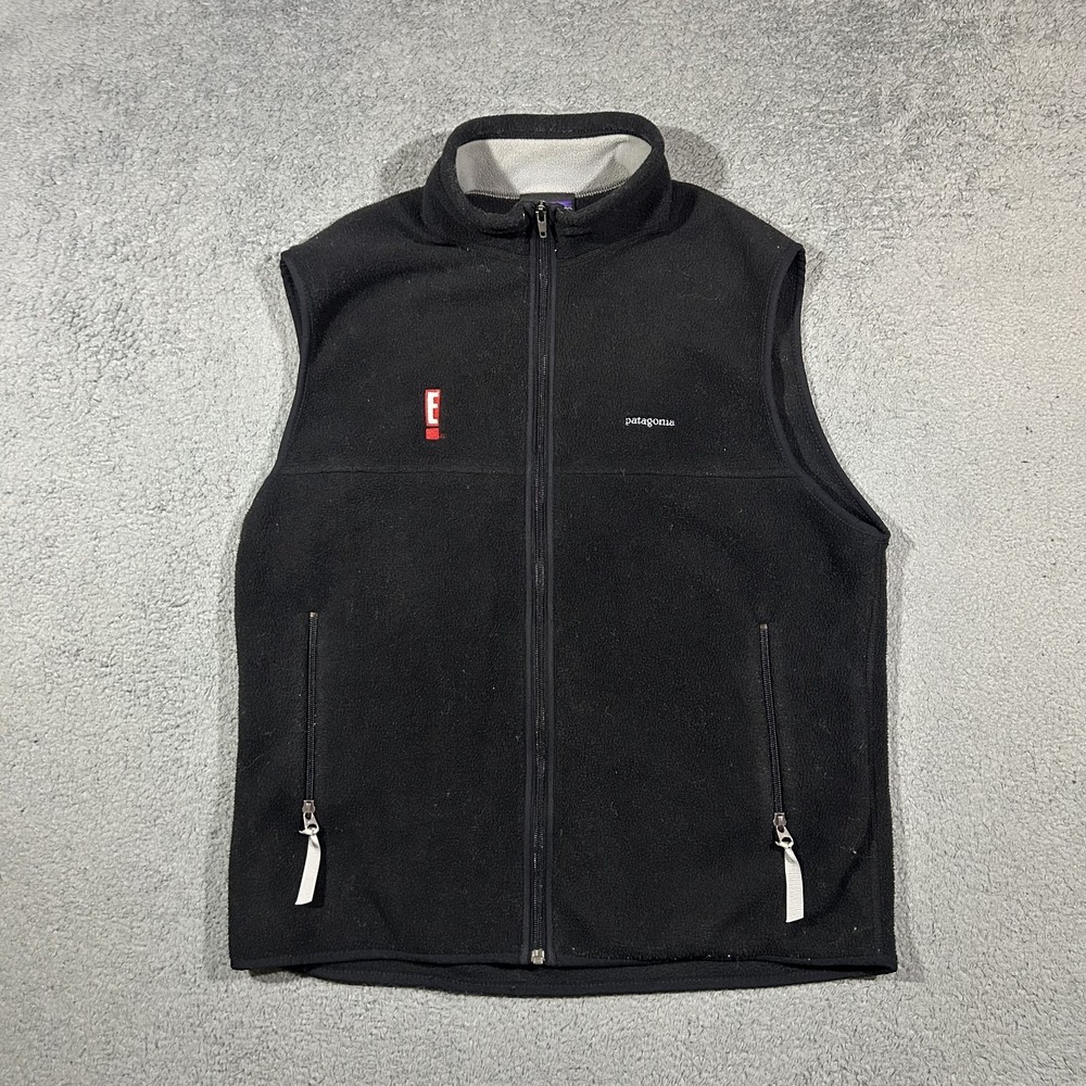 Vintage Patagonia Synchilla Fleece Vest Mens Large Black Full Zip Hiking #2792